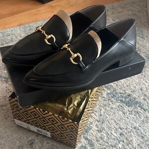 NWT Charles By Charles David Black Loafers with Gold Detail